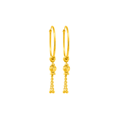 22K Gold Twisted Tassel Drop Earrings