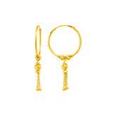 22K Gold Twisted Tassel Drop Earrings