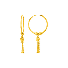 22K Gold Twisted Tassel Drop Earrings