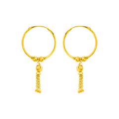 22K Gold Twisted Tassel Drop Earrings