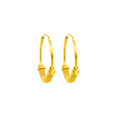 22K Gold Twisted Hoop Earrings