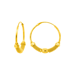 22K Gold Twisted Hoop Earrings