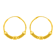 22K Gold Twisted Hoop Earrings