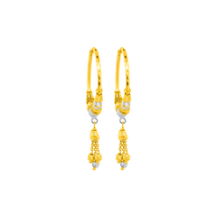 22K Gold Dual-Tone Beaded Hoop Earrings