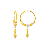 22K Gold Dual-Tone Beaded Hoop Earrings