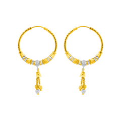 22K Gold Dual-Tone Beaded Hoop Earrings