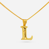 22K Gold Initial Letter 'L' Necklace Charm Pendant