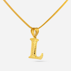 22K Gold Initial Letter 'L' Necklace Charm Pendant