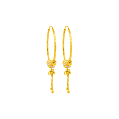 22K Gold Beaded Hoop Earrings
