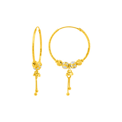 22K Gold Beaded Hoop Earrings