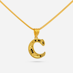 22K Gold Initial Letter 'C' Necklace Charm Pendant