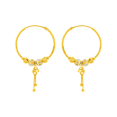 22K Gold Beaded Hoop Earrings