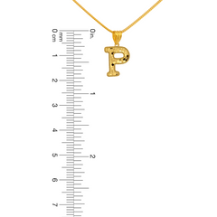 22K Gold Initial Letter 'P' Necklace Charm Pendant