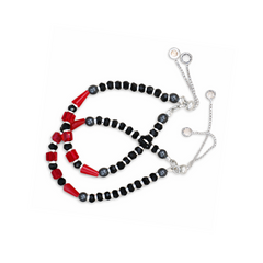 Silver Red & Black Nazariya Kids Bracelets - Set of 2
