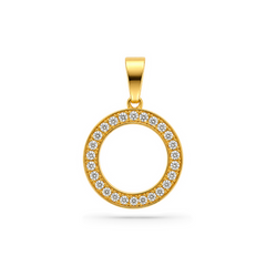 22K Gold Halo Pendant with Earrings Set