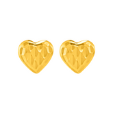 22K Gold Sculpted Heart Stud Earrings