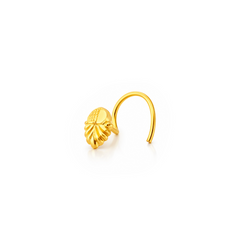 22K Gold Leaf Motif Curved Nose Pin