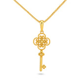 22K Gold Ornate Key Pendant