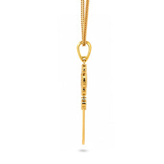 22K Gold Ornate Key Pendant