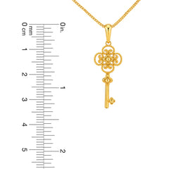 22K Gold Ornate Key Pendant