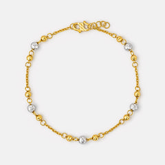 22K Gold Two-Tone Bead Bracelet