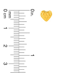 22K Gold Sculpted Heart Stud Earrings