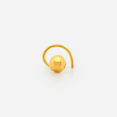 22K Gold Faceted Ball Curved Nose Pin