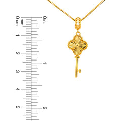 22K Gold Clover Key Pendant