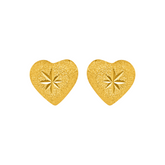22K Gold Sand Heart Stud Earrings