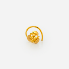 22K Gold Textured Heart Curved Nose Pin