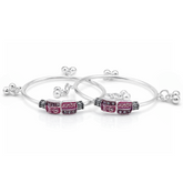 Silver Mahadev Trishul Gungroo Baby Kadas - Set of 2