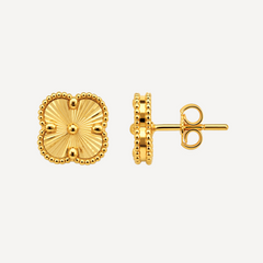22K Gold Lucky Clover Necklace & Earrings Set