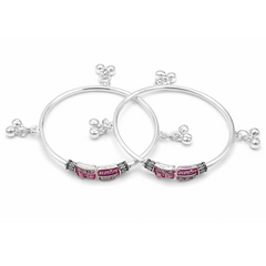 Silver Mahadev Trishul Gungroo Kids Kadas - Set of 2