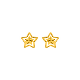 22K Gold Geometric Star Stud Earrings