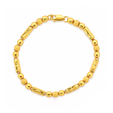 22K Gold Beaded and Textured Link Bracelet