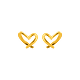 22K Gold Heart Stud Earrings