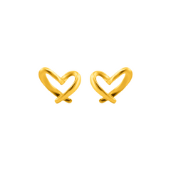 22K Gold Heart Stud Earrings