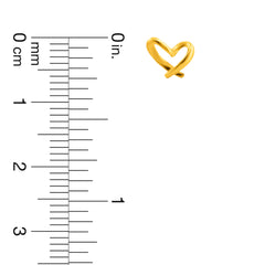 22K Gold Heart Stud Earrings