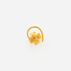22K Gold Textured Flower Nose Pin