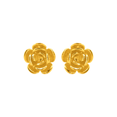 22K Gold Bloom Rose Stud Earrings