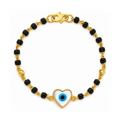22K Gold Black Evil-Eye Nazariya Bracelet