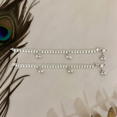 Silver Floral Anklets