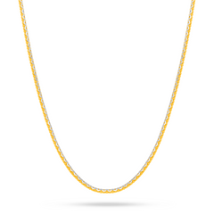 22K Gold Two-Tone Cable Bead Chain - 18"