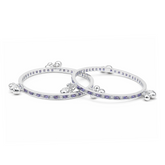 Silver Purple Crystal Gungroo Baby Kadas - Set of 2