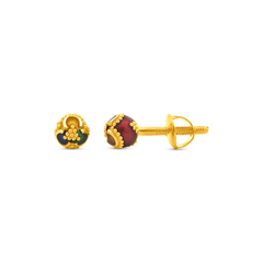 22K Gold Ethnic Charm Meenakari Stud Earrings