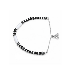 Silver White & Black Nazariya Kids Bracelets - Set of 2