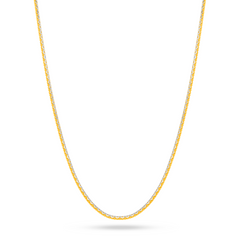 22K Gold Two-Tone Cable Bead Chain - 18"