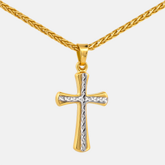 22K Gold Two-Tone Cross Pendant