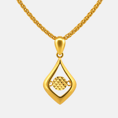 22K Gold Textured Teardrop Pendant