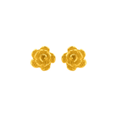 22K Gold Bloom Rose Stud Earrings